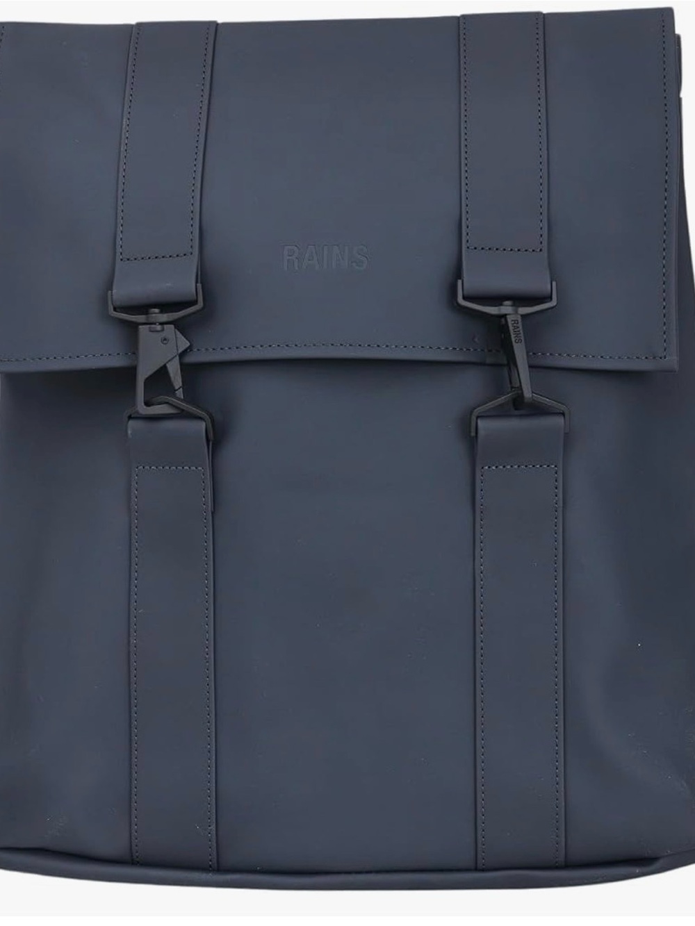 Rains Navy Roll-Top Backpack with Buckle Straps